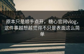 原本只是顺手点开，糖心官网vlog，这件事越想越觉得不只是表面这么简单