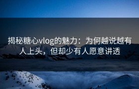 揭秘糖心vlog的魅力：为何越说越有人上头，但却少有人愿意讲透