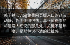 关于糖心vlog免费网页版入口的这波动静，外面传得很热，真正值得看的却是没人细说的那几处，关键不是热度，是那种说不清的拉扯感