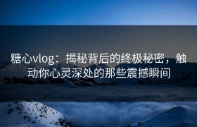 糖心vlog：揭秘背后的终极秘密，触动你心灵深处的那些震撼瞬间