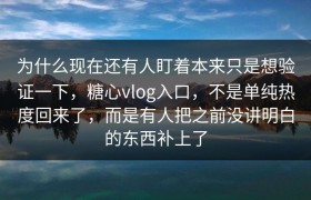 为什么现在还有人盯着本来只是想验证一下，糖心vlog入口，不是单纯热度回来了，而是有人把之前没讲明白的东西补上了