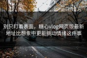 别只盯着表面，糖心vlog网页版最新地址比想象中更能挑动情绪这件事