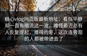 糖心vlog网页版最新地址：看似平静却一直有暗流这一波，难怪最近总有人反复提起，难得的是，这次连旁观的人都被带进去了