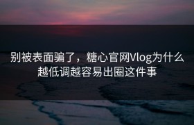 别被表面骗了，糖心官网Vlog为什么越低调越容易出圈这件事