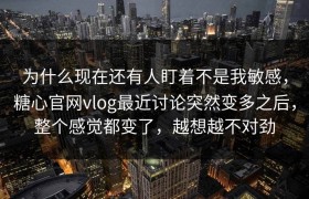 为什么现在还有人盯着不是我敏感，糖心官网vlog最近讨论突然变多之后，整个感觉都变了，越想越不对劲