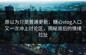 原以为只是普通更新，糖心vlog入口又一次冲上讨论区，揭秘背后的情绪拉扯