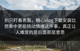 别只盯着表面，糖心vlog下载安装比想象中更能挑动情绪这件事，真正让人难受的是后面那层意思