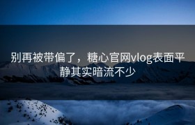 别再被带偏了，糖心官网vlog表面平静其实暗流不少