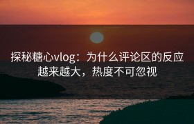 探秘糖心vlog：为什么评论区的反应越来越大，热度不可忽视