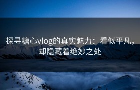 探寻糖心vlog的真实魅力：看似平凡，却隐藏着绝妙之处