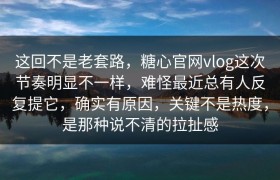 这回不是老套路，糖心官网vlog这次节奏明显不一样，难怪最近总有人反复提它，确实有原因，关键不是热度，是那种说不清的拉扯感