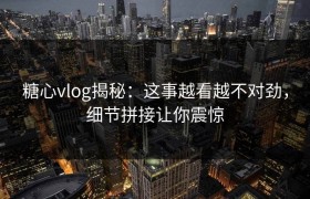 糖心vlog揭秘：这事越看越不对劲，细节拼接让你震惊