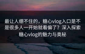 最让人绷不住的，糖心vlog入口是不是很多人一开始就看偏了？深入探索糖心vlog的魅力与奥秘