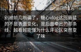 别被前几眼骗了，糖心vlog这回最猛的不是表面变化，是后面牵出的那条线，越看越能懂为什么评论区突然变了味