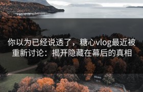 你以为已经说透了，糖心vlog最近被重新讨论：揭开隐藏在幕后的真相