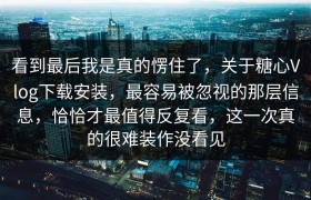 看到最后我是真的愣住了，关于糖心Vlog下载安装，最容易被忽视的那层信息，恰恰才最值得反复看，这一次真的很难装作没看见