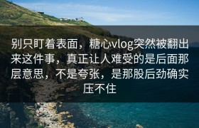 别只盯着表面，糖心vlog突然被翻出来这件事，真正让人难受的是后面那层意思，不是夸张，是那股后劲确实压不住