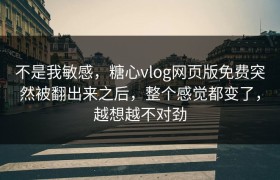 不是我敏感，糖心vlog网页版免费突然被翻出来之后，整个感觉都变了，越想越不对劲
