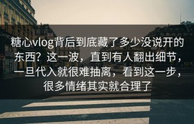 糖心vlog背后到底藏了多少没说开的东西？这一波，直到有人翻出细节，一旦代入就很难抽离，看到这一步，很多情绪其实就合理了
