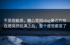 不是我敏感，糖心官网vlog最近的存在感突然拉满之后，整个感觉都变了