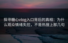 探寻糖心vlog入口背后的真相：为什么观众情绪失控，不是热搜上那几句