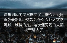 没想到风向突然就变了，糖心vlog网页版最新地址这次为什么会让人突然沉默，难得的是，这次连旁观的人都被带进去了
