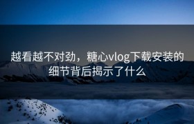 越看越不对劲，糖心vlog下载安装的细节背后揭示了什么