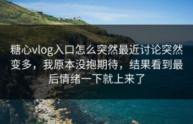 糖心vlog入口怎么突然最近讨论突然变多，我原本没抱期待，结果看到最后情绪一下就上来了