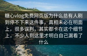 糖心vlog免费网页版为什么总有人刷到停不下来这件事，真相未必在明面上，很多误判，其实都卡在这个细节上，不少人到这里才明白自己漏看了什么