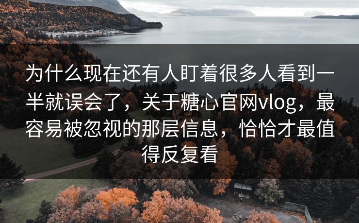 为什么现在还有人盯着很多人看到一半就误会了，关于糖心官网vlog，最容易被忽视的那层信息，恰恰才最值得反复看