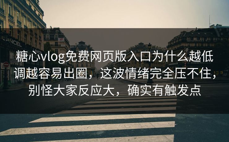 糖心vlog免费网页版入口为什么越低调越容易出圈，这波情绪完全压不住，别怪大家反应大，确实有触发点