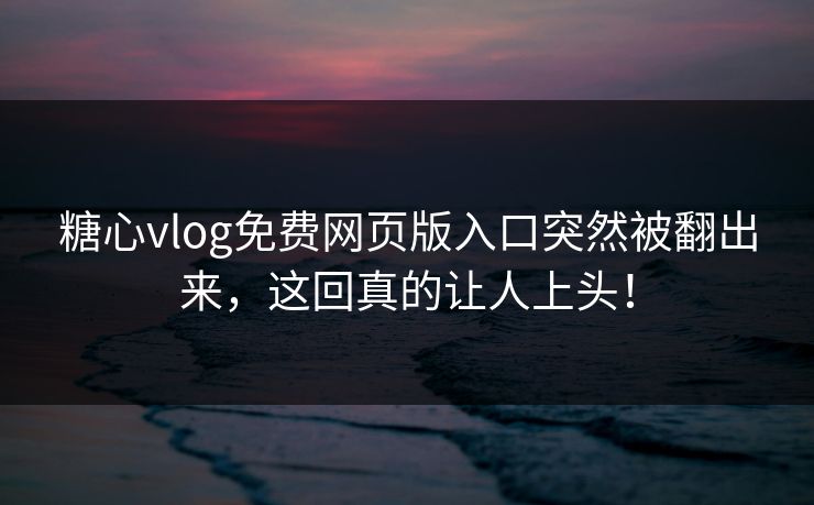 糖心vlog免费网页版入口突然被翻出来，这回真的让人上头！