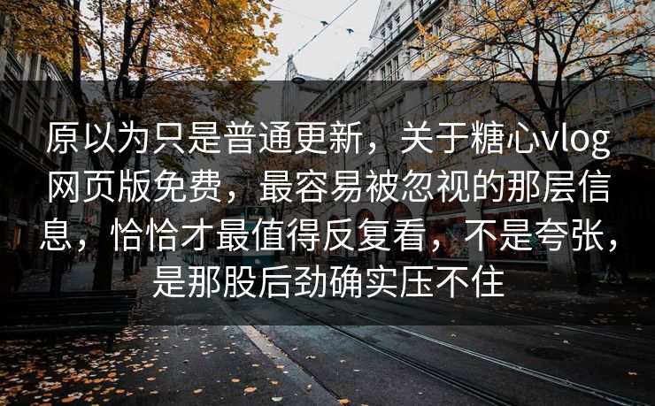 原以为只是普通更新，关于糖心vlog网页版免费，最容易被忽视的那层信息，恰恰才最值得反复看，不是夸张，是那股后劲确实压不住