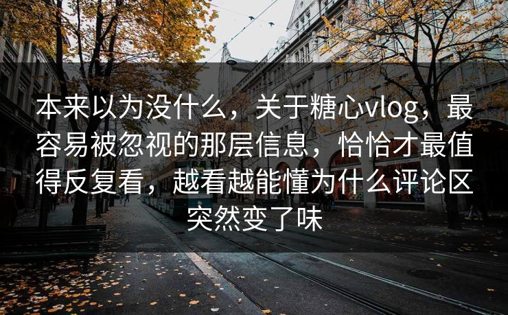 本来以为没什么，关于糖心vlog，最容易被忽视的那层信息，恰恰才最值得反复看，越看越能懂为什么评论区突然变了味