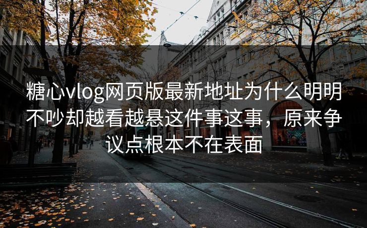 糖心vlog网页版最新地址为什么明明不吵却越看越悬这件事这事，原来争议点根本不在表面