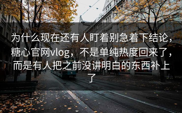 为什么现在还有人盯着别急着下结论，糖心官网vlog，不是单纯热度回来了，而是有人把之前没讲明白的东西补上了