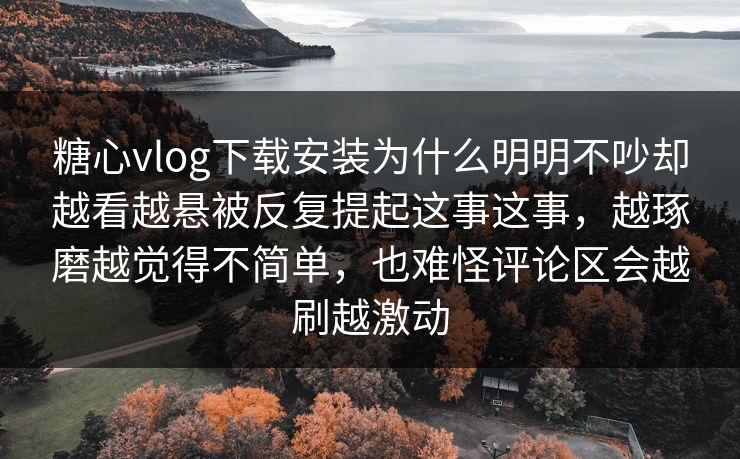 糖心vlog下载安装为什么明明不吵却越看越悬被反复提起这事这事，越琢磨越觉得不简单，也难怪评论区会越刷越激动