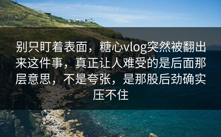 别只盯着表面，糖心vlog突然被翻出来这件事，真正让人难受的是后面那层意思，不是夸张，是那股后劲确实压不住