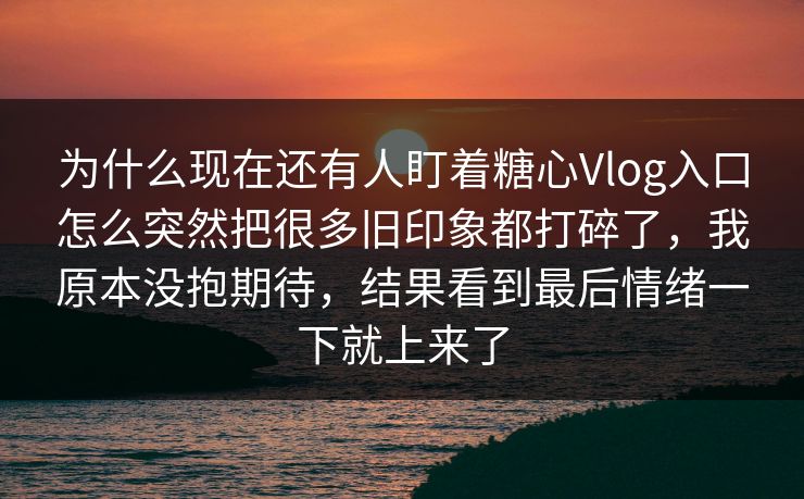 为什么现在还有人盯着糖心Vlog入口怎么突然把很多旧印象都打碎了，我原本没抱期待，结果看到最后情绪一下就上来了