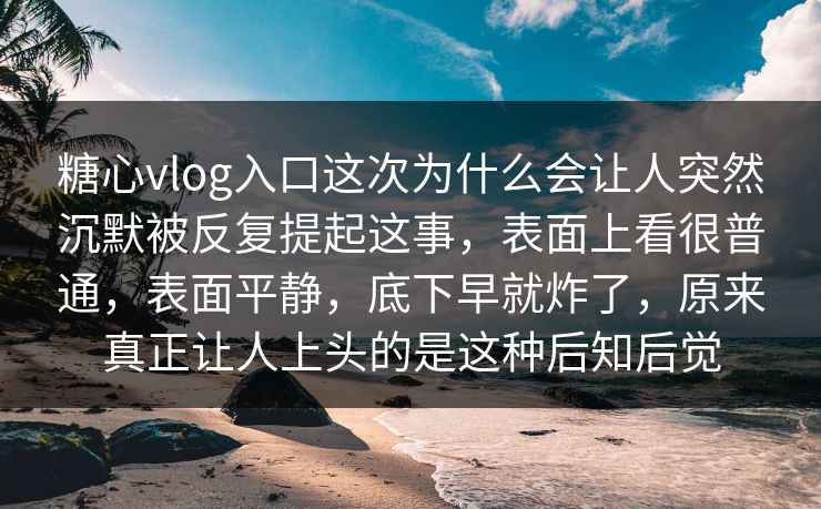 糖心vlog入口这次为什么会让人突然沉默被反复提起这事，表面上看很普通，表面平静，底下早就炸了，原来真正让人上头的是这种后知后觉