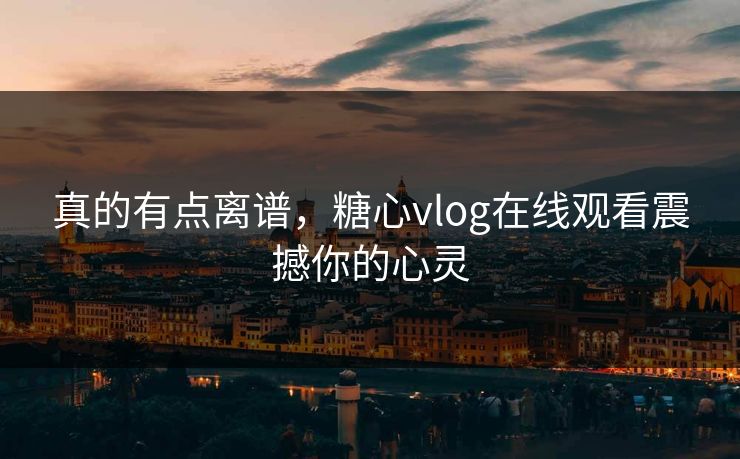 真的有点离谱，糖心vlog在线观看震撼你的心灵