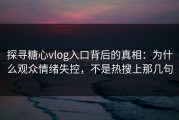 探寻糖心vlog入口背后的真相：为什么观众情绪失控，不是热搜上那几句