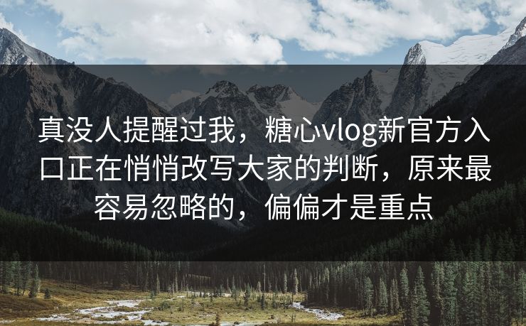 真没人提醒过我，糖心vlog新官方入口正在悄悄改写大家的判断，原来最容易忽略的，偏偏才是重点