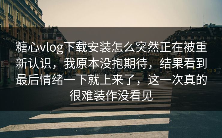 糖心vlog下载安装怎么突然正在被重新认识，我原本没抱期待，结果看到最后情绪一下就上来了，这一次真的很难装作没看见