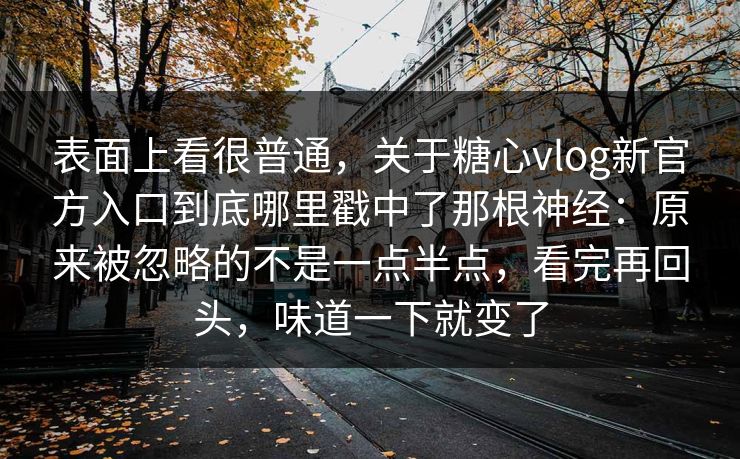表面上看很普通，关于糖心vlog新官方入口到底哪里戳中了那根神经：原来被忽略的不是一点半点，看完再回头，味道一下就变了