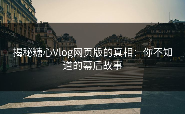 揭秘糖心Vlog网页版的真相：你不知道的幕后故事